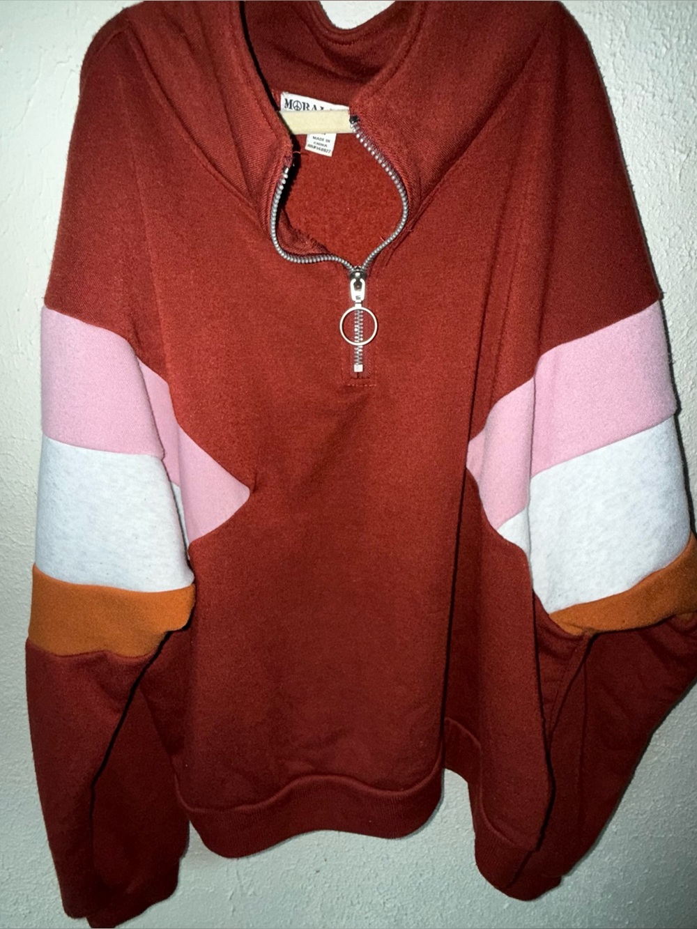Women’s Colorblock Quarter-Zip Sweatshirt - Rust Pink